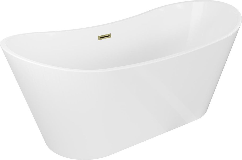Mexen Montana freistehende Badewanne 170 x 80 cm, weiß, Überlauf gold - 52011708000-50