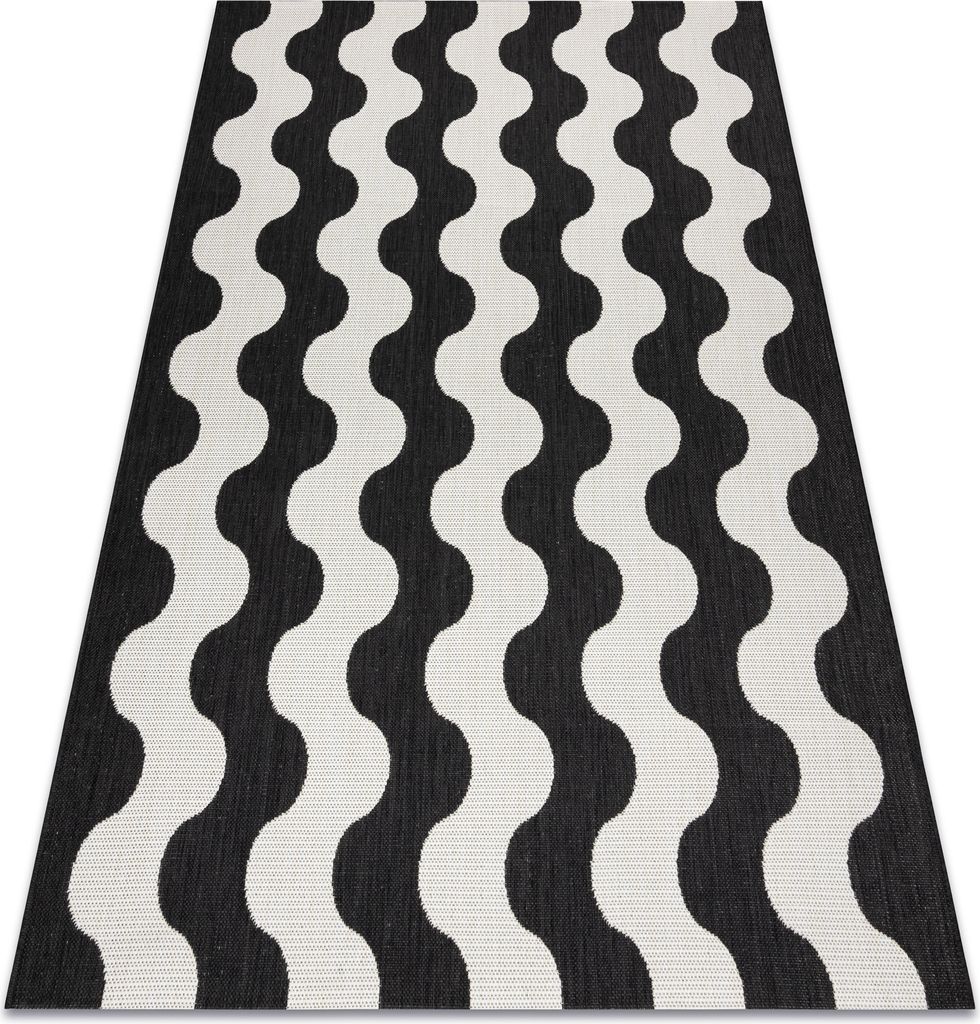 Teppich FLAT SISAL 49377690 Wellen creme / schwarz Schwarz 140x200 cm