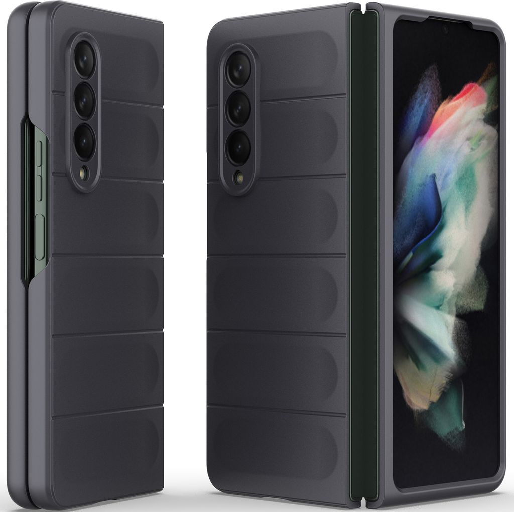 Handyhülle für Samsung Galaxy Z Fold 3 5G Hartes PC Matt Stossfest Anti-rutsch Hülle Dunkelgrau