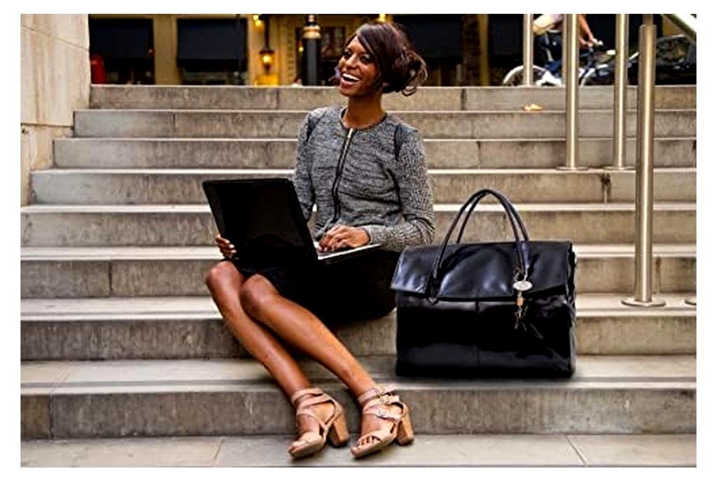 Damen Laptoptasche aus Leder 17 Zoll - Große Arbeitstasche - Aktentasche mit Schultergurt