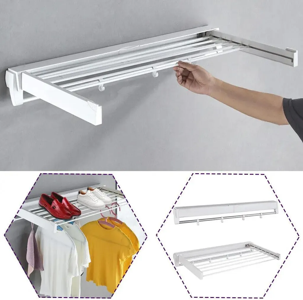 Séchoir à linge mural extensible : la solution gain de place blanc mat - 4