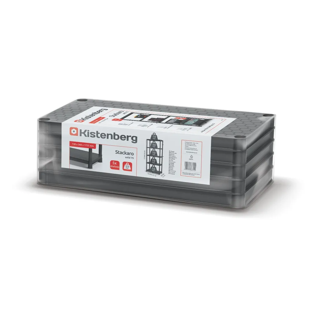 Étagère Murale 220kg Stackaro Solid - 5 Tablettes et 75 Casiers de Stockage - 10