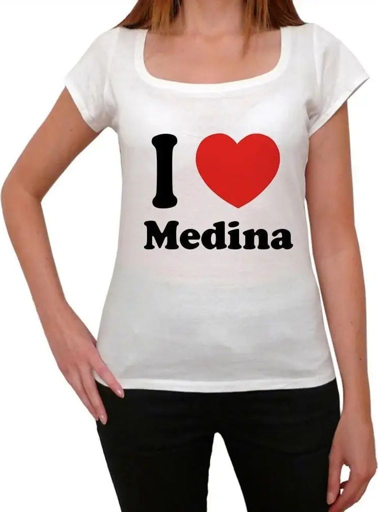 Damen Grafik T-Shirt Ich liebe Medina – I Love Medina – Öko-Verantwortlich Vintage Jahrgang Kurzarm Lustige Druck Geburtstag Geschenk Frau