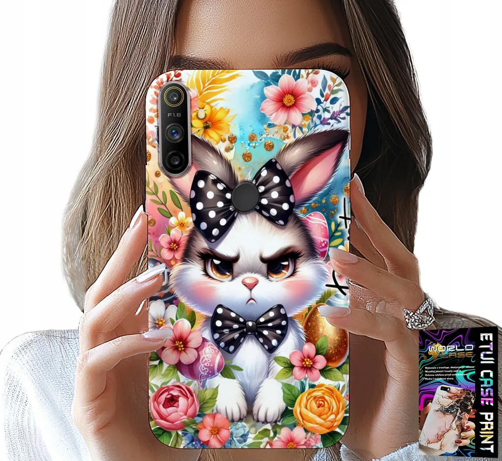 Set Protezione Realme C3: Cover Pasqua Coniglietto + Pellicola Salva Schermo