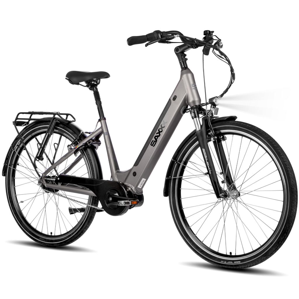 SAXXX E-Bike, Optimum Plus Wave Tiefeinsteiger Elektrofahrrad, 418Wh integrierter Akku, Mittelmotor 250W, Shimano Nexus 7-Gang, City E-Bike