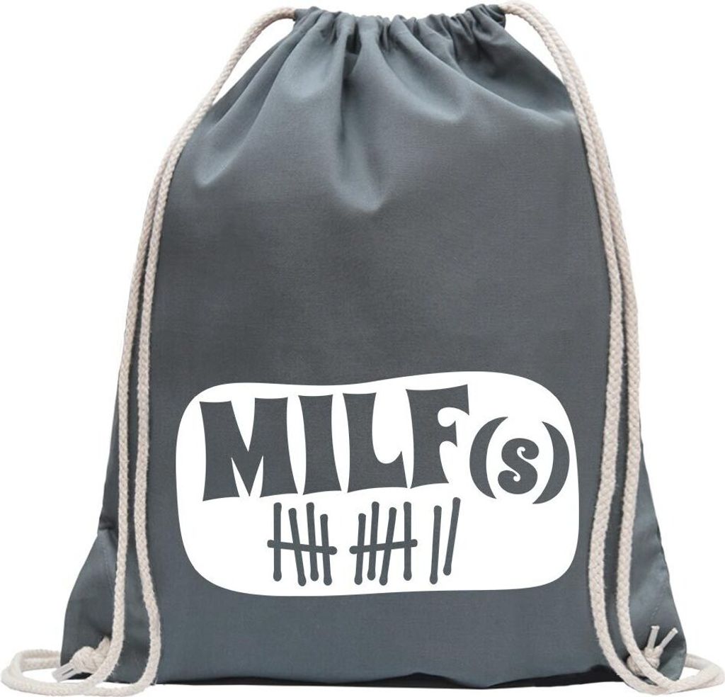 Kiwistar - Turnbeutel - stahlgrau - MILFs Motiv1 - Fun Rucksack Sport Beutel Gymsack Baumwolle mit Ziehgurt
