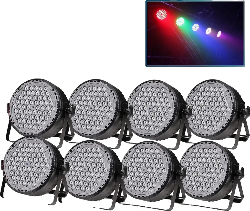 Projecteur Par LED RGB 60 Diodes avec Contrôle DMX - Lot de 8 Pièces EU
