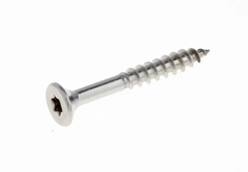 Vis à bois 10x60/50 TX en acier inox A2 - Boîte de 100 pièces robustes
