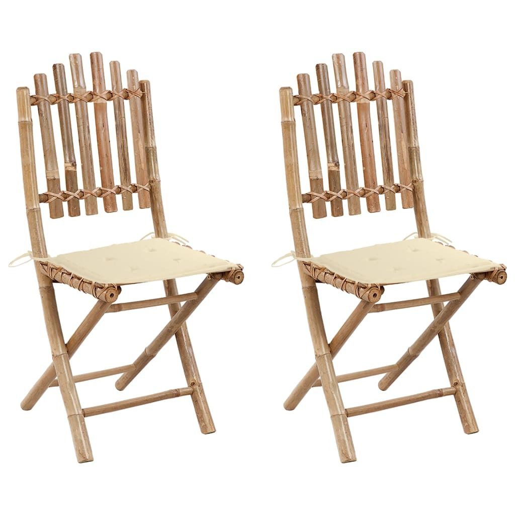 BEI CLORIS Klappbare Gartenstühle 2 Stk. mit Kissen Bambus 2024 Neu5461511