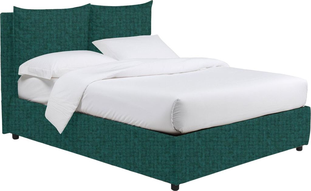 Dmora Einzelbett Ripi Petrolgrün, Abnehmbar mit Stauraum