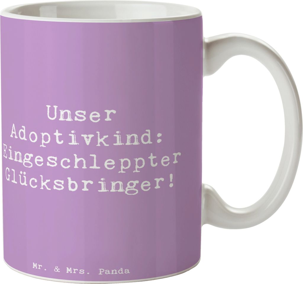 Mr. & Mrs. Panda Tasse Spruch Adoptivkind Glücksbringer - Lavendeltraum - Geschenk, schöne, Liebe, Kaffeebecher, Familie, Geburtstage, haferl, Fa...
