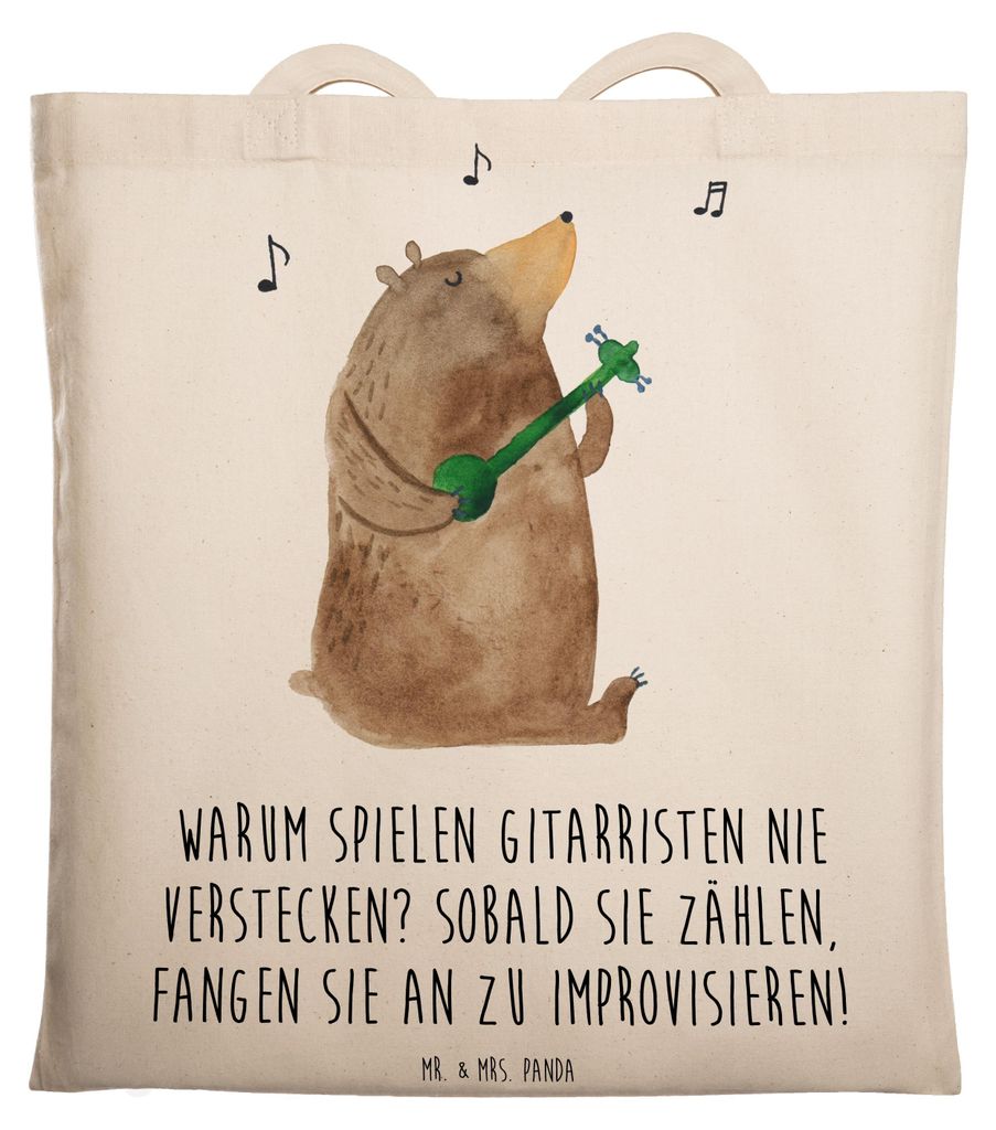 Mr. & Mrs. Panda Schultasche Gitarre Improvisation - Transparent - Geschenk, Musiker, totebag, festival tasche, Abenteuer, Liebe, Lernen, Instrumen...