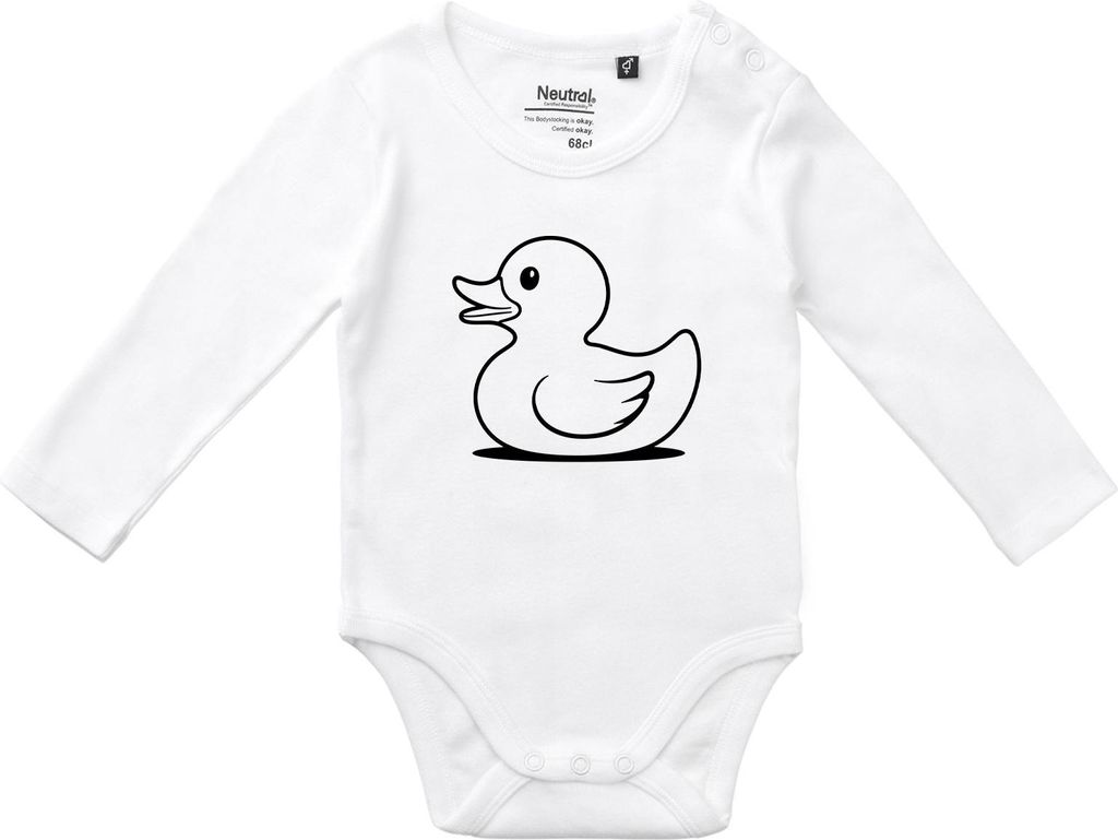 Huuraa Baby Body Gummiente Silhouette 74 White Baumwolle Fairtrade Langarmbody Geschenkidee