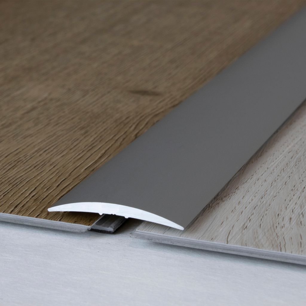 PROVISTON | Übergangsprofil | Aluminium eloxiert | Silber | Breite 37 mm | Höhe 4.5 mm | Länge 1000 mm | Gebohrt | Übergangsschiene | Übergang...