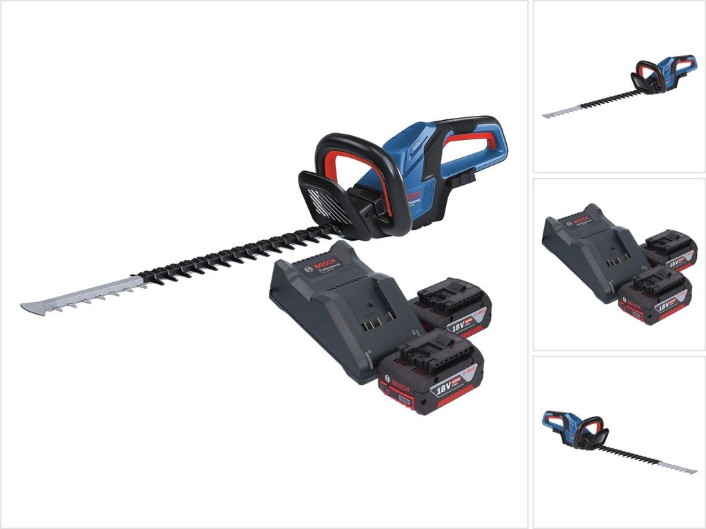 Bosch GHE 18V-60 Professional Akku Heckenschere 18 V 60 cm Brushless + 2x Akku 4,0 Ah + Ladegerät