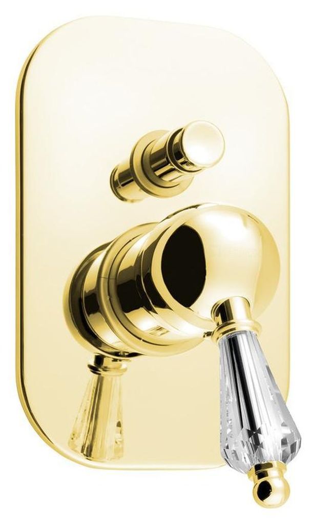 Sapho KIRKÉ CRYSTAL Unterputz-Duscharmatur, 2 Wege, kristallen Hebel, Gold