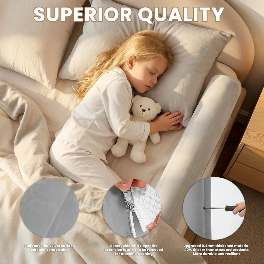 Barrière de lit de voyage gonflable grise - Protection nomade pliable - 2