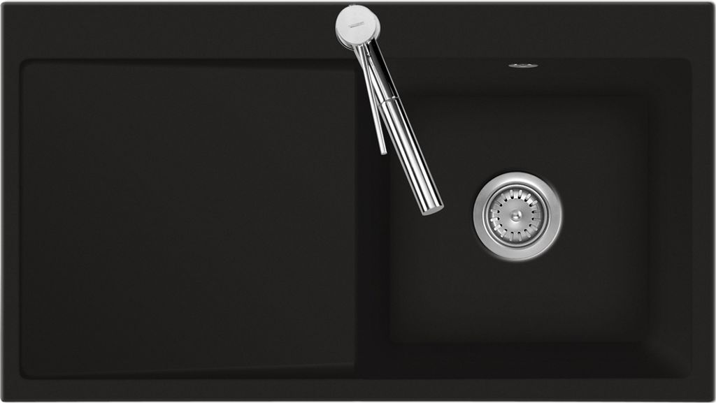Spüle KeraDomo MERA 90 Schiefer Becken rechts mit Handbetätigung