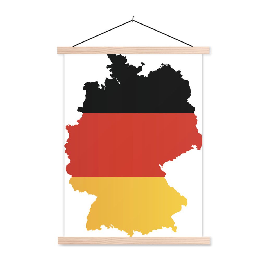 MuchoWow Textilposter Karte von Deutschland mit der deutschen Flagge 40x53 cm mit holzfarbenen Rahmen - Schlafzimmer