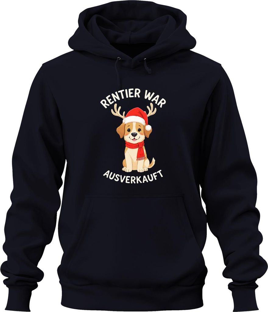 Rentier war t Hundewelpe Weihnachtsgeschenk lustig Uni Hoodie Kapuzenpullover, Navy, XXL