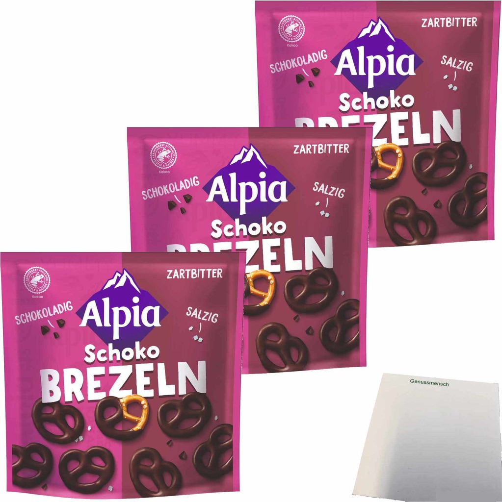 Alpia Schoko Brezeln Zartbitter 3er Pack (3X140g Beutel) + Produktbild 