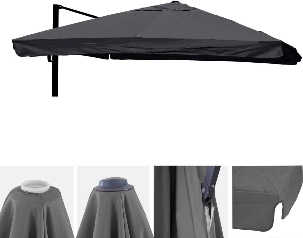 Telo Sostituzione Ombrellone 3x4m HWC-A96 Antracite | Design Top