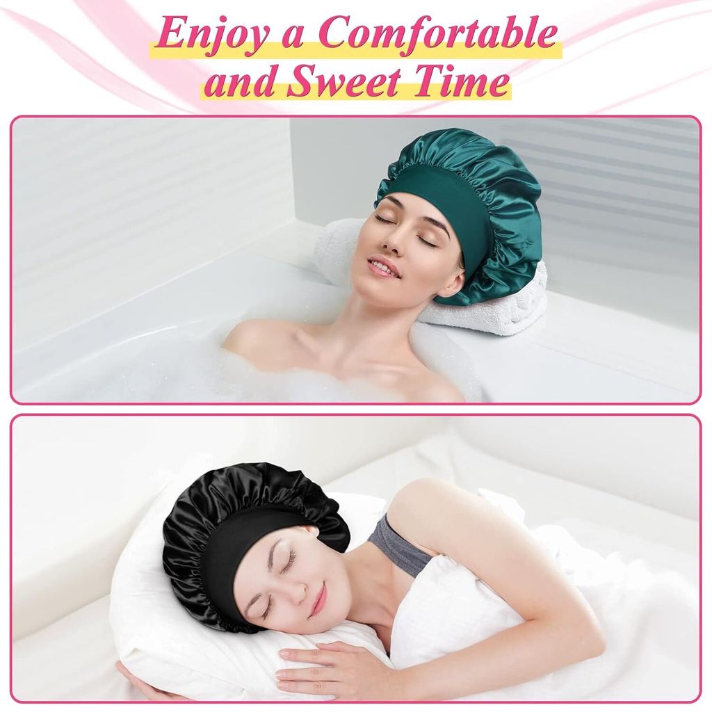Satin Schlafmütze - Verstellbar & Seidig Für Haar Schutz - Unisex Nacht Haube Für Locken & Glatte Haare