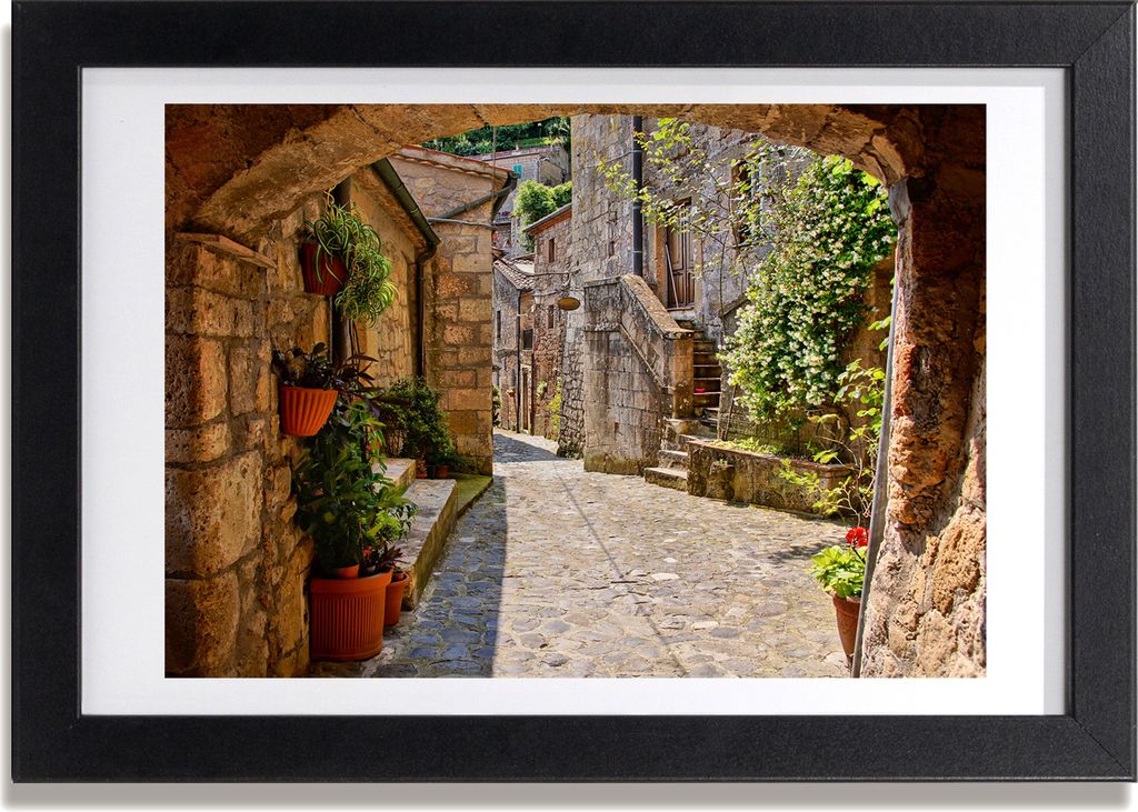 Bild 30x20 MDF-Rahmen, Wandkunst charmante Straße