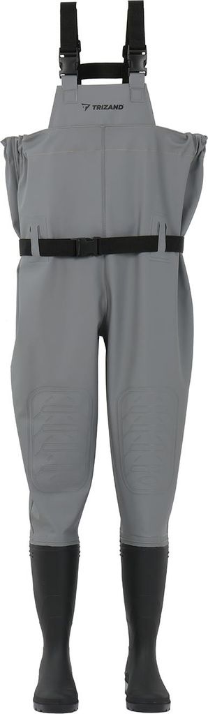 TRIZAND Watstiefel Herren PVC – Anglerhose mit Stiefel & Trägern – Wasserdichte Wathose für Angeln, Jagd, Teicharbeiten – Größe – Grau ...