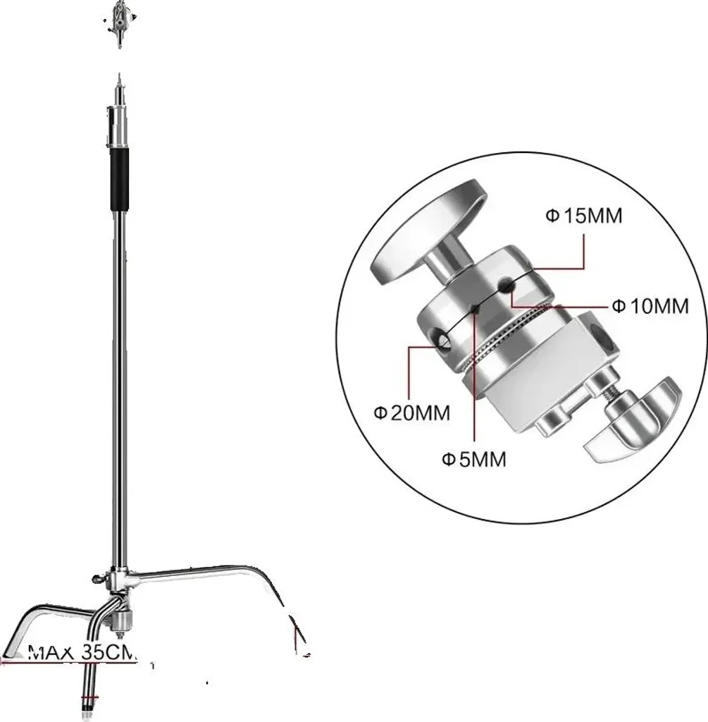 Support en C Inox 2,6 m : Stabilisez vos Éclairages de Studio Lourds
