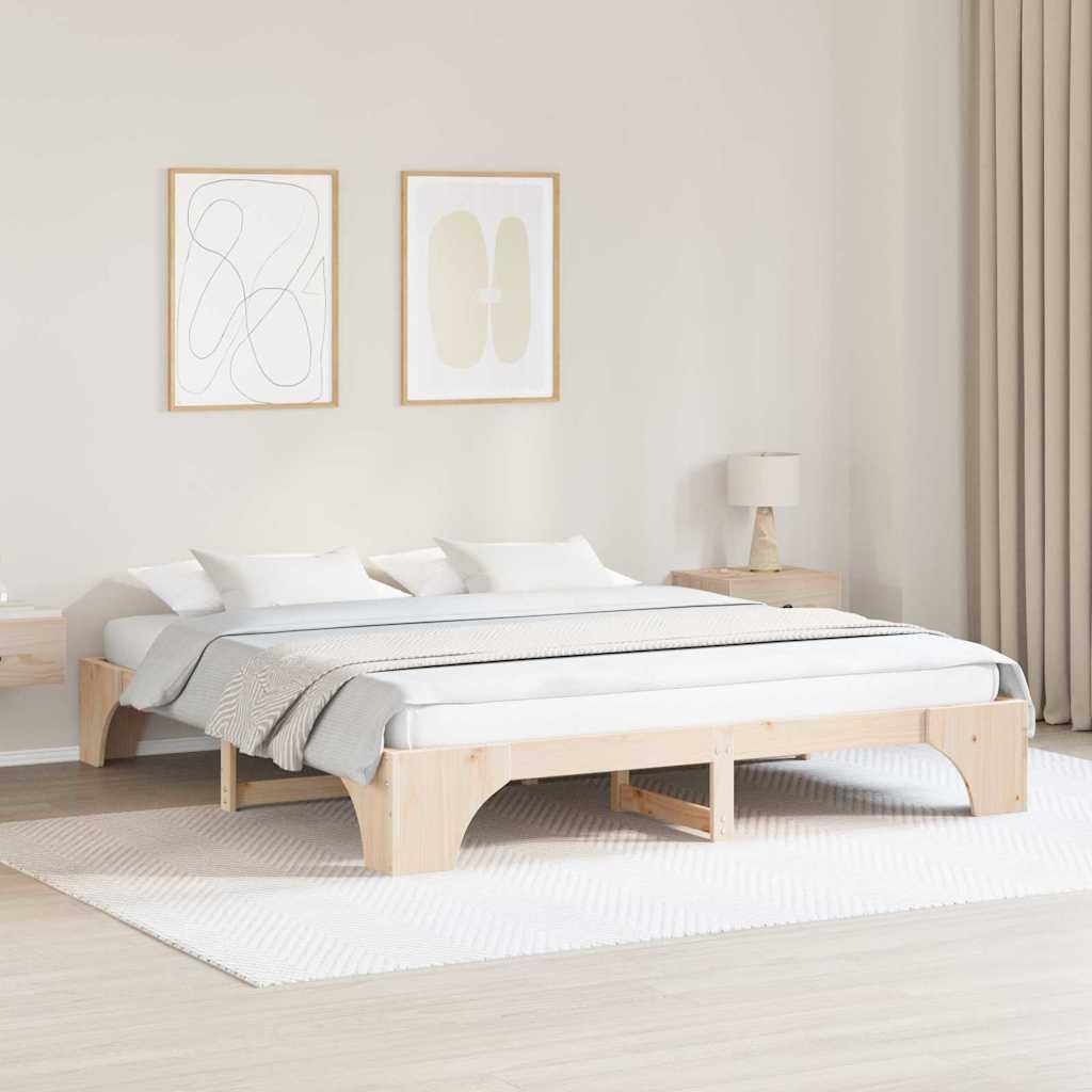 Maison Exclusive - Bettrahmen Natur 200 x 200 cm Massives Kiefernholz