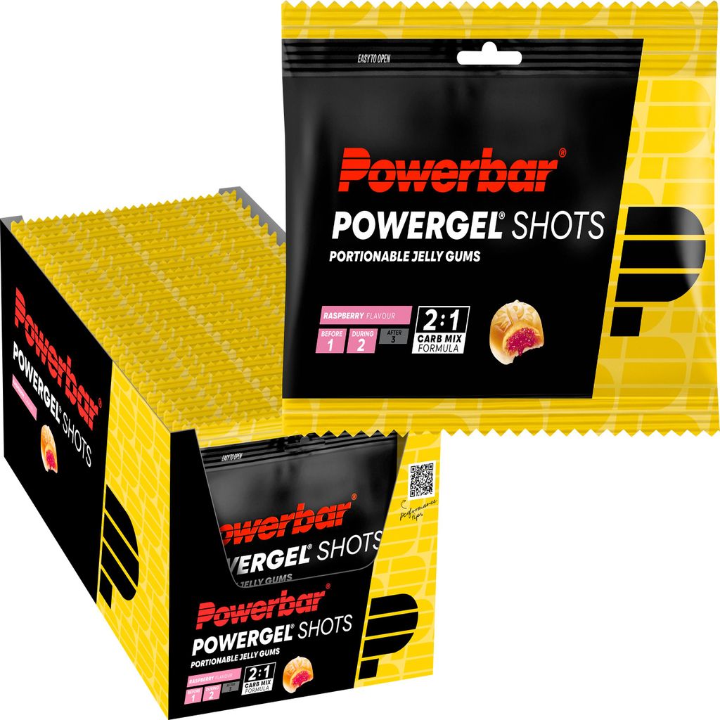 POWERBAR PowerGel Shots Himbeere High Carb Energie Gummis 24x60g koffeinfrei