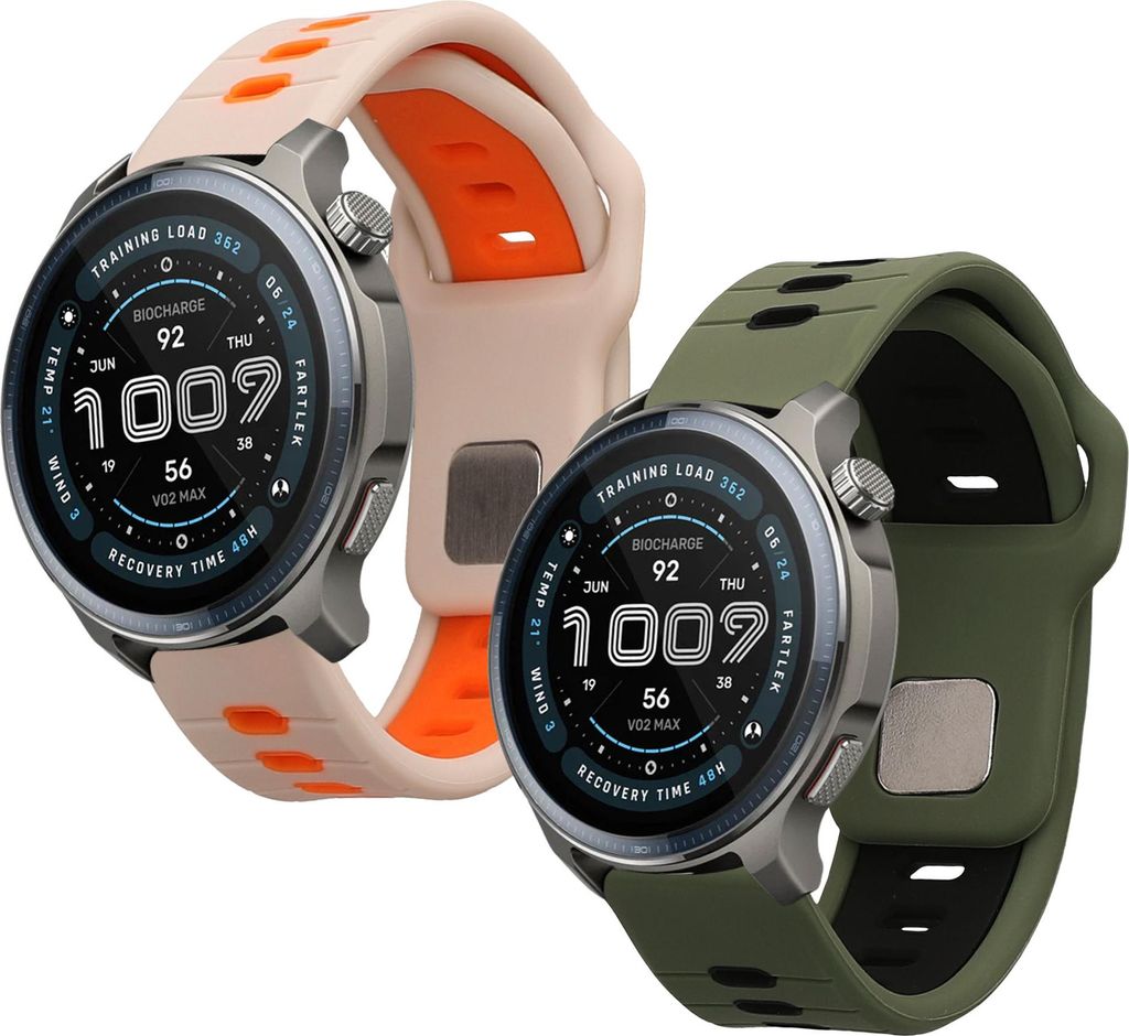 kwmobile 2x Uhrenarmband für 22mm Amazfit Bip 6 / Bip 5 Unity / Bip 5 / GTS 3 / Balance 2 / Helio Strap Armband - Fitnesstracker Band Set aus TPU