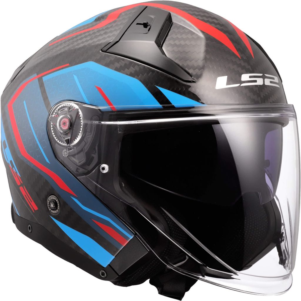 Jet Helm LS2 OF603 INFINITY II CARBON Urus Blau Glänzend Rot größe XXL