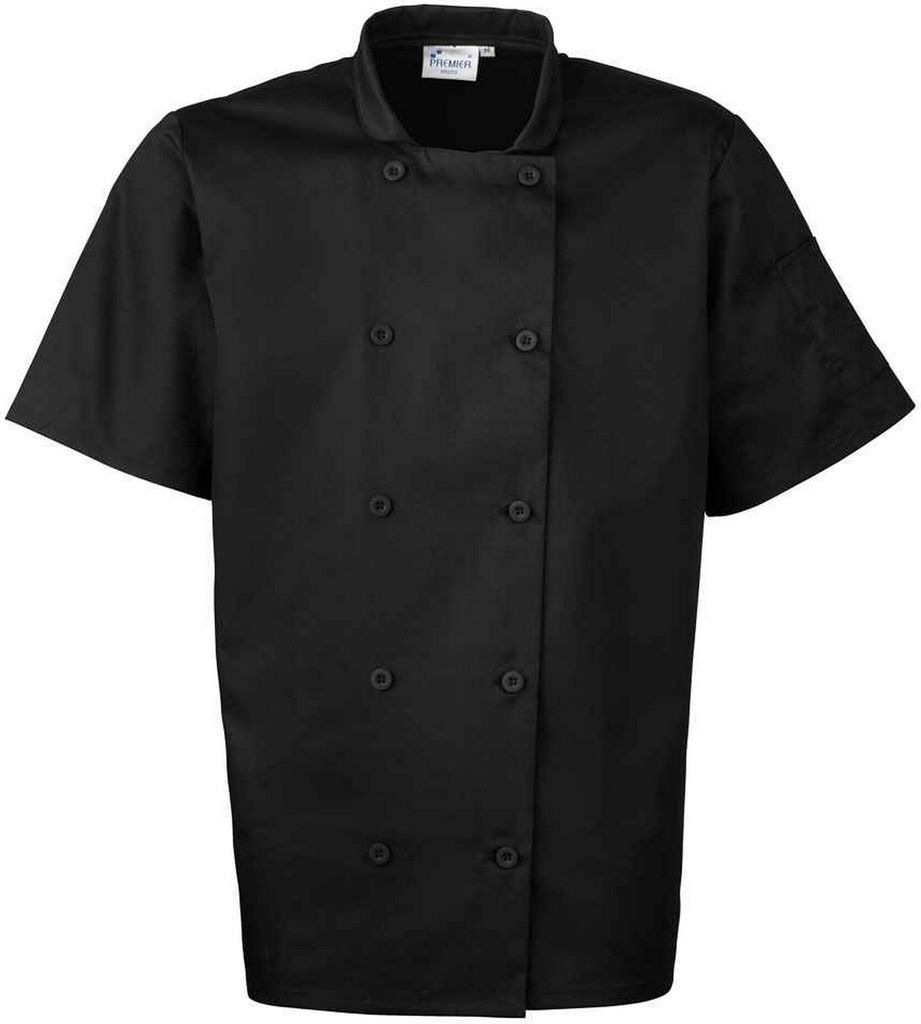 Premier - Kochjacke für Herren kurzärmlig PC5541 (XL) (Schwarz)
