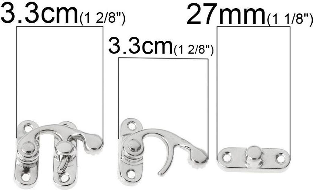 4 Truhen-Schlösser 2,7x3,3cm silber Kistenschloss Boxenschloss Truhenverschluss