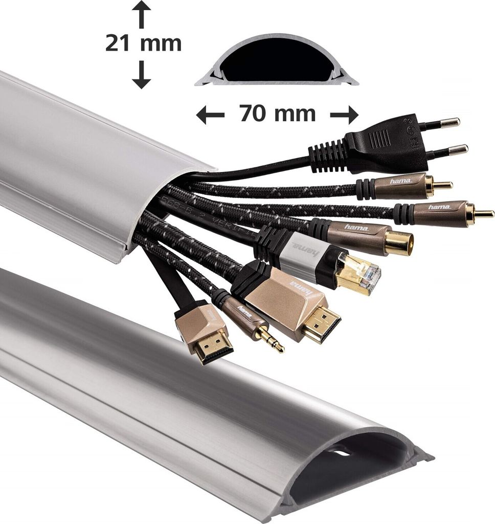 Hama PVC Kabelkanal 1m Kabelleiste Leitungskanal Kabel Kanal Wand Boden TV HiFi