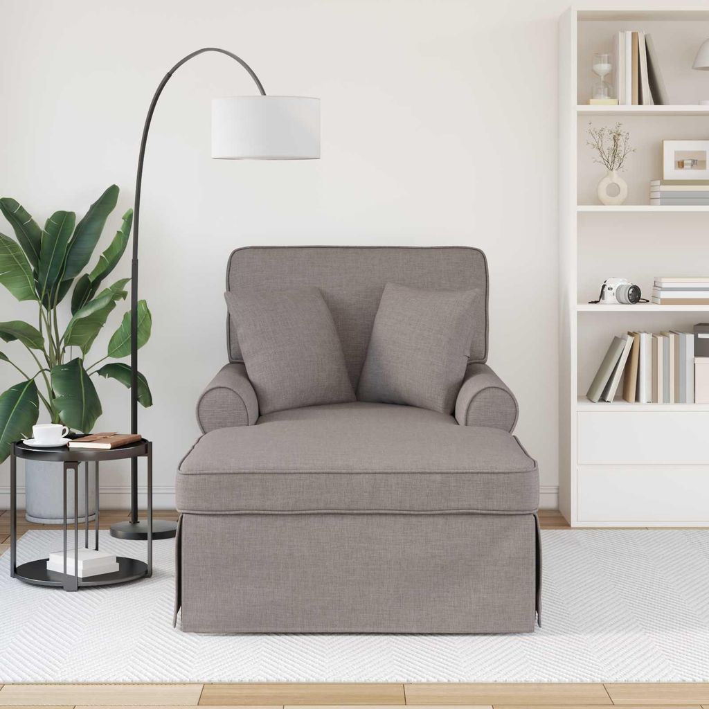 "Winter Sale" Chaise Lounge mit Rock mit Kissen Taupe 91 x 157 x 91cm Stoff - clorisNeu158053 - Recamieren