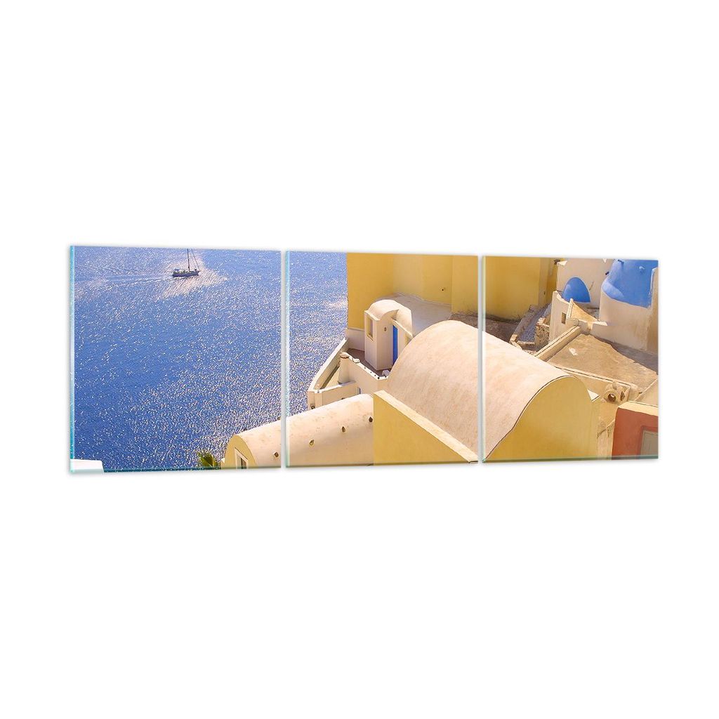Bilder auf glas - Haus wohnung gebäude griechenland - 150x50cm - Glasbilder - Wandbilder - Kunstdruck - Wanddekoration aus Glas - Glas Bilder - Wa...