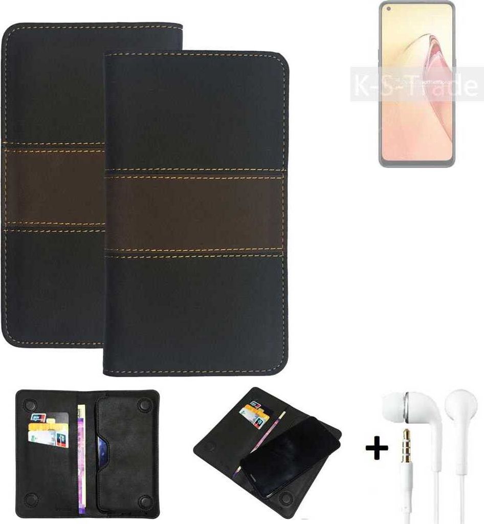 K-S-Trade Handyhülle + Kopfhörer kompatibel mit Oppo F21s Pro 5G Schutzhülle Walletcase Bookstyle Tasche Schutz Case Hülle Wallet Cover Kunstleder