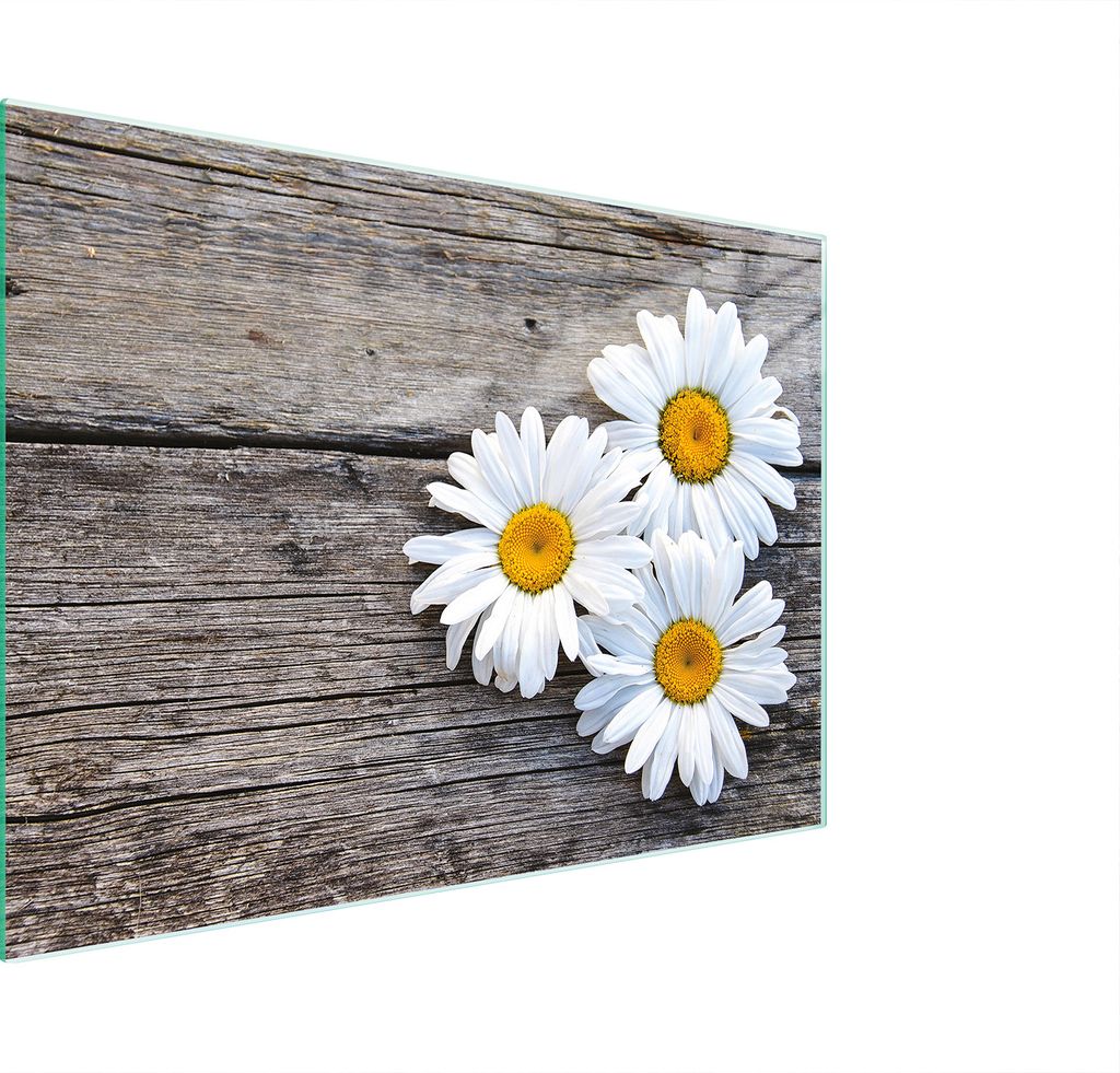 Schneidebrett Herdabdeckplatte Multiglasschneidplatte 30x22 cm Gänseblümchen Holz