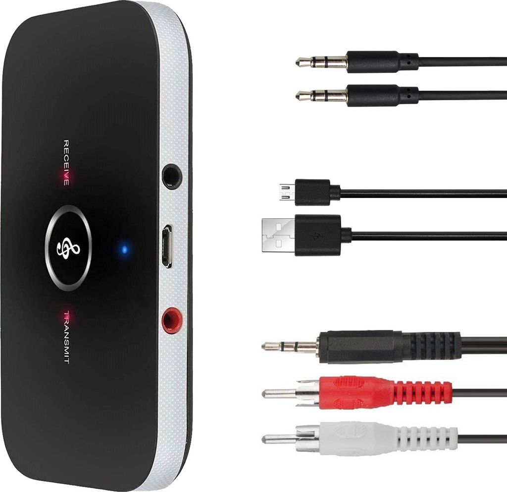 Bluetooth 5.0 Sender & Empfänger 2-in-1 – Stereo Sound, Unterstützt Auto-Start/Stop, Bis Zu 15 M Reichweite