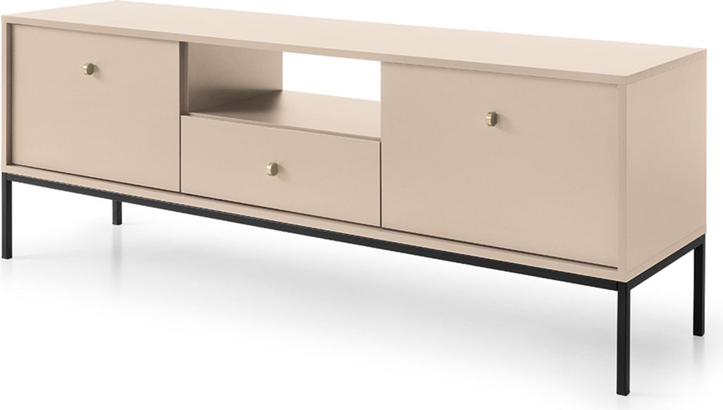 Lowboard in beige, Fußgestell schwarz, MALAGA-160 Produktbild 