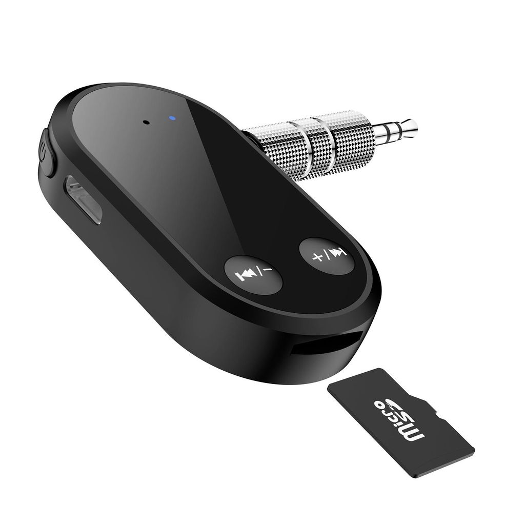 E25C 2in1 Bluetooth 5.0 Audio Empfänger AUX 3,5mm Adapter mit TF Slot, kabellos Musikreceiver & Freisprechanlage für Auto, Kopfhörer, Lautsprecher