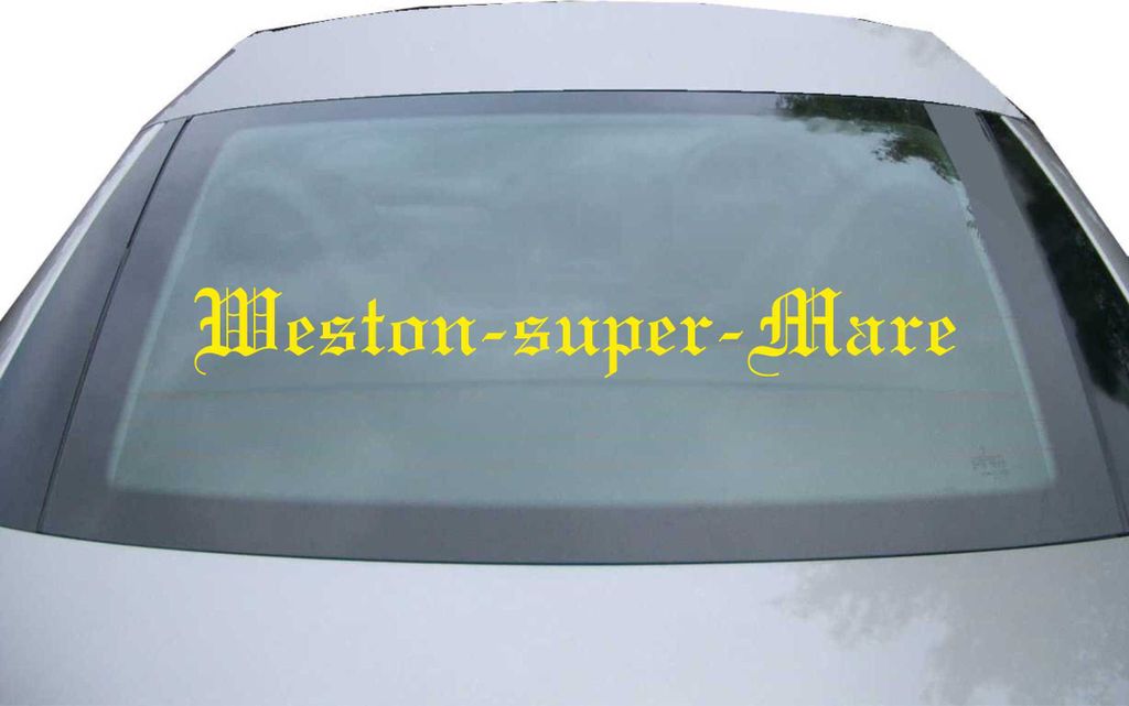 Indigos UG - Aufkleber Heckscheibe & Motorklappe DE6686 - gelb - 600x71 mm - Meston-super-Mare - Auto Scheiben Fenster Heckklappe Tuning Racing JDM...