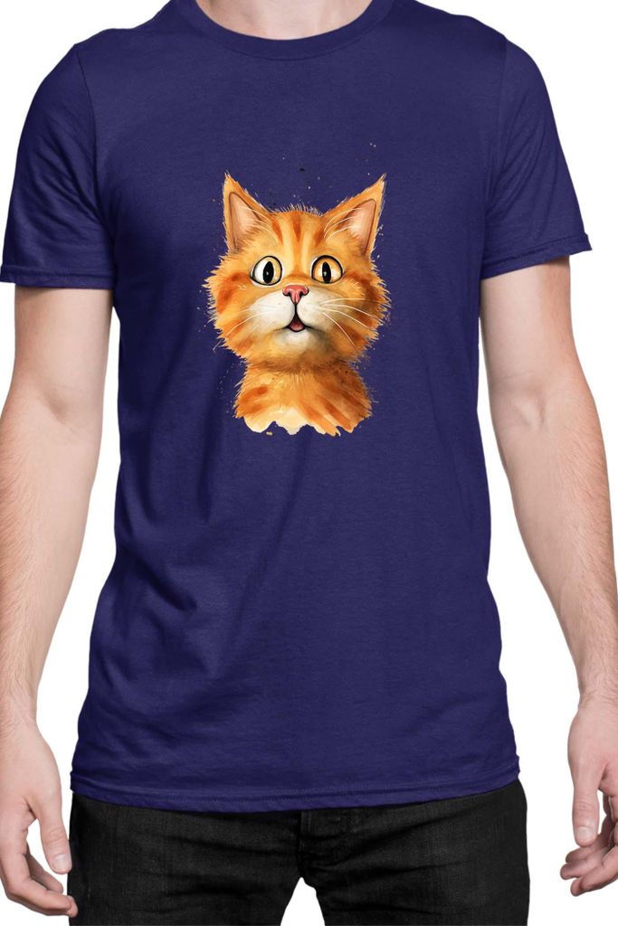 Herren T-Shirt Funny Cats Breeds Bobtail Cat, Man M / Dunkelblau