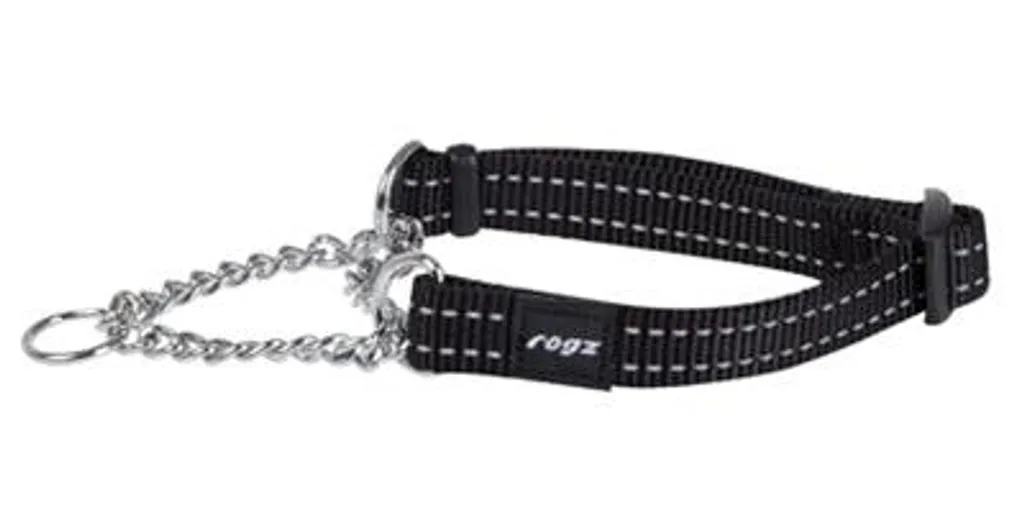 Rogz Collier Chien Snake Noir avec Coutures Réfléchissantes Haute Visibilité