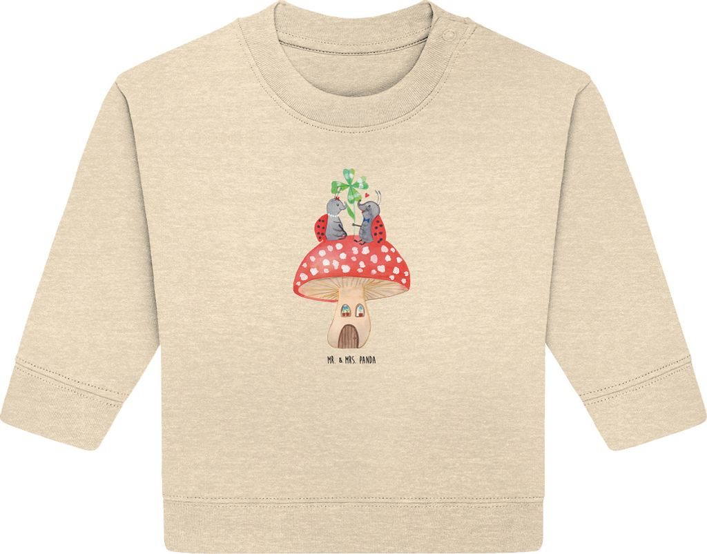 Mr. & Mrs. Panda Organic Baby Pullover Marienkäfer Fliegenpilz 24. - 36. Monat - Natural Raw - Geschenk, Lustige Sprüche, Wohnung, Bullover, Haus...