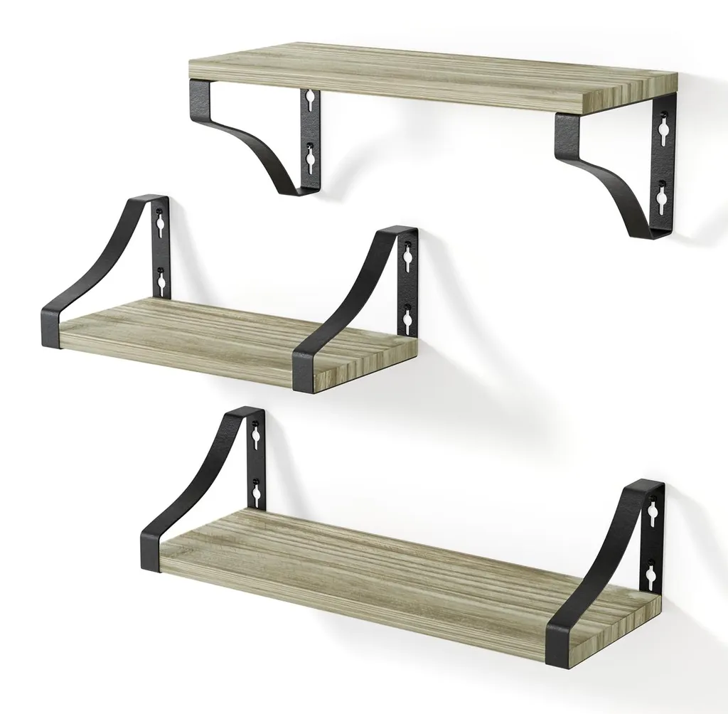 Lot de 3 étagères murales décoratives en bois de noyer américain 40cm