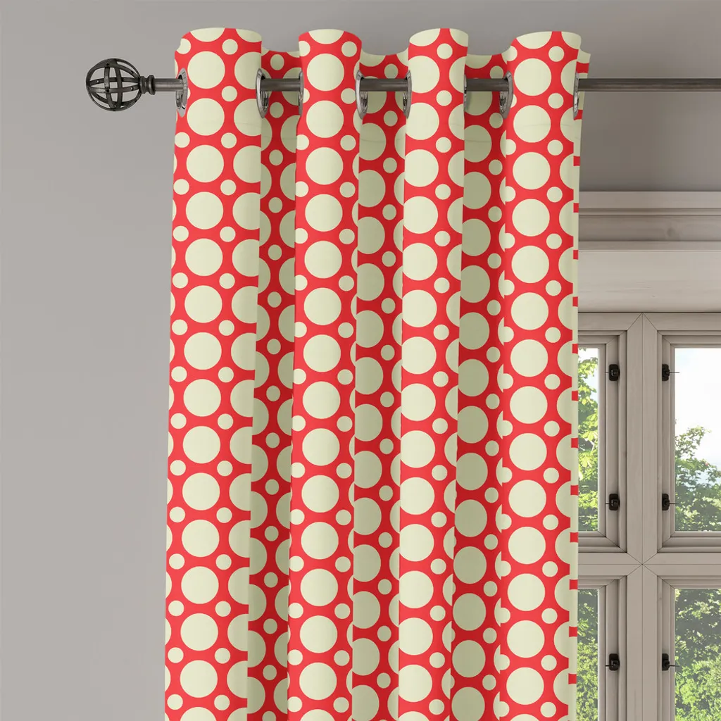 Rideau à œillets géométrique ABAKUHAUS 280x175cm jaune et rouge - 3